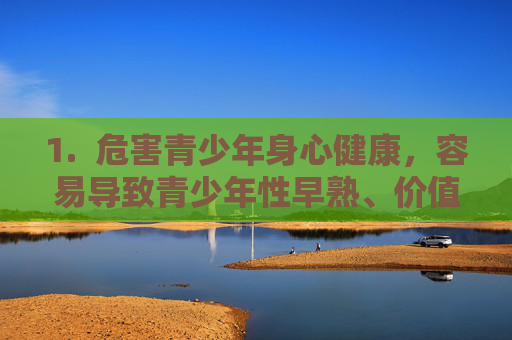 1. 危害青少年身心健康,容易导致青少年性早熟、价值观扭曲,甚至诱发违法犯罪行为 1. 危害青少年身心健康,容易导致青少年性早熟、价值观扭曲,甚至诱发违法犯罪行为