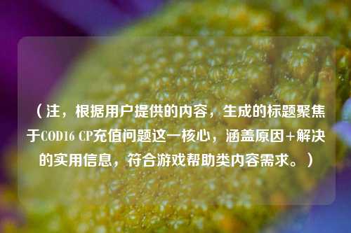（注，根据用户提供的内容，生成的标题聚焦于COD16 CP充值问题这一核心，涵盖原因+解决的实用信息，符合游戏帮助类内容需求。）