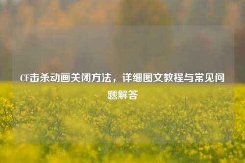 CF击杀动画关闭方法，详细图文教程与常见问题解答