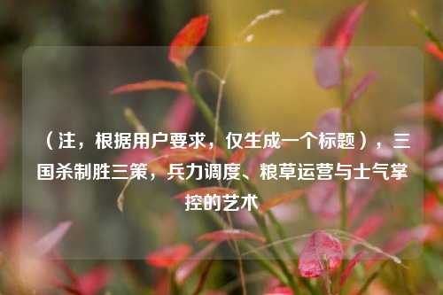 (注,根据用户要求,仅生成一个标题),三国杀制胜三策,兵力调度、粮草运营与士气掌控的艺术