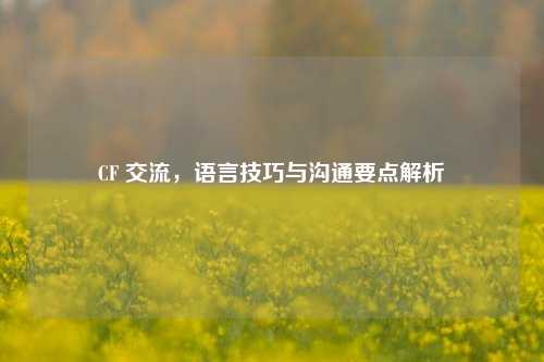 CF 交流,语言技巧与沟通要点解析