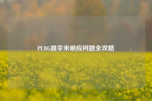 PUBG跳伞未响应问题全攻略