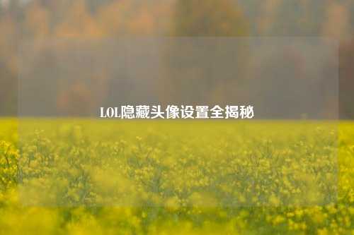 LOL隐藏头像设置全揭秘