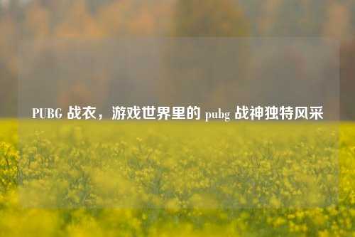 PUBG 战衣,游戏世界里的 pubg 战神独特风采