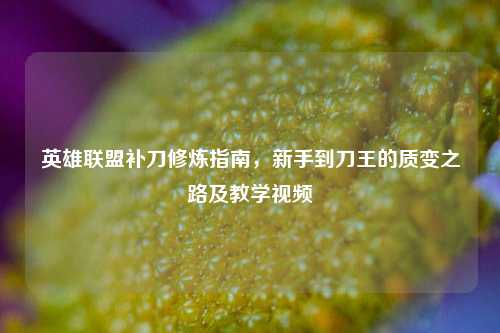 英雄联盟补刀修炼指南,新手到刀王的质变之路及教学视频