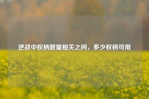 逆战中权柄数量相关之问,多少权柄可用
