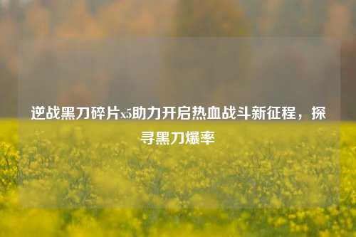 逆战黑刀碎片x5助力开启热血战斗新征程,探寻黑刀爆率