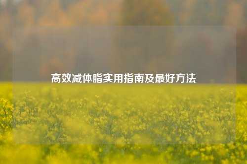 高效减体脂实用指南及更好 ***