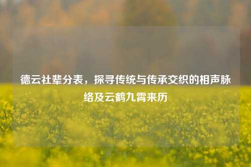 德云社辈分表,探寻传统与传承交织的相声脉络及云鹤九霄来历