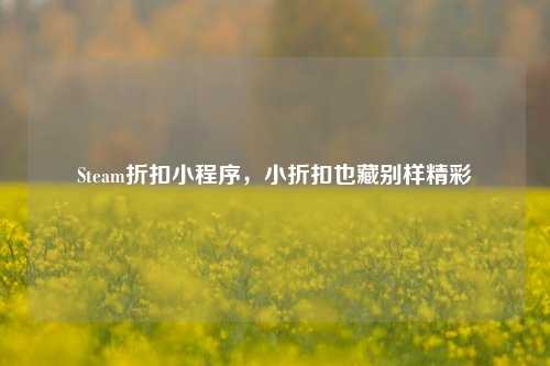 Steam折扣小程序,小折扣也藏别样精彩
