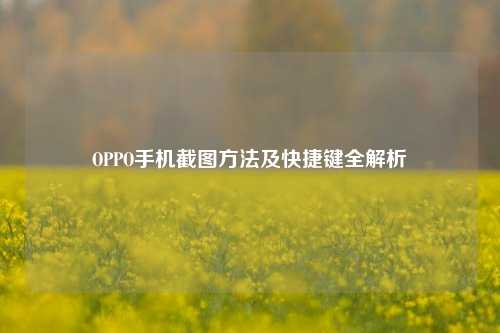 OPPO手机截图 *** 及快捷键全解析