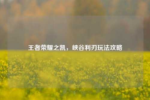 王者荣耀之凯,峡谷利刃玩法攻略
