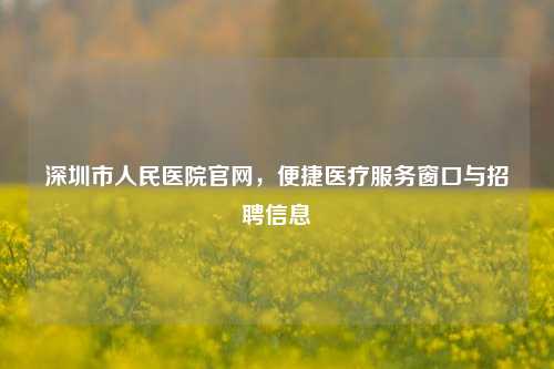 深圳市人民医院官网,便捷医疗服务窗口与 *** 信息