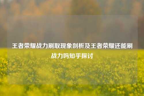 王者荣耀战力刷取现象剖析及王者荣耀还能刷战力吗知乎探讨