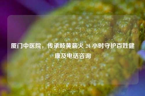 厦门中医院,传承岐黄薪火 24 小时守护百姓健康及 *** 咨询