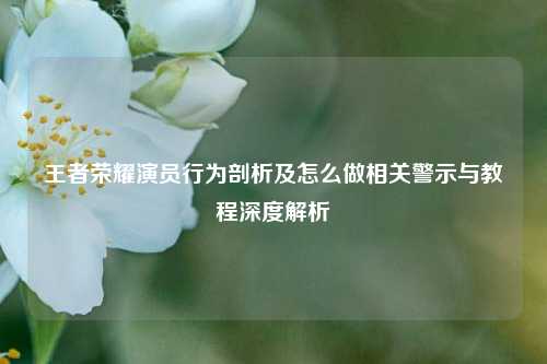 王者荣耀演员行为剖析及怎么做相关警示与教程深度解析