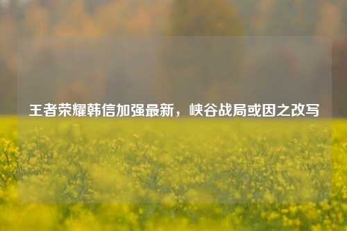 王者荣耀韩信加强最新,峡谷战局或因之改写