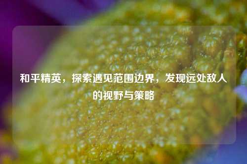 和平精英,探索遇见范围边界,发现远处敌人的视野与策略
