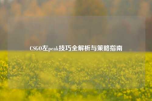 CSGO左peak技巧全解析与策略指南