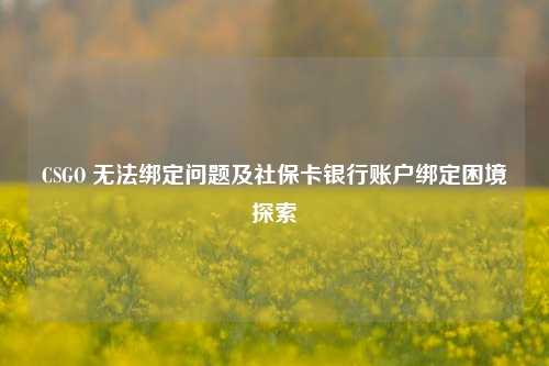 CSGO 无法绑定问题及社保卡银行账户绑定困境探索