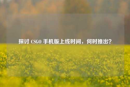 探讨 CSGO 手机版上线时间,何时推出?