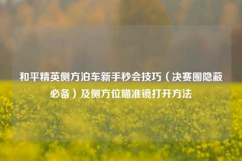 和平精英侧方泊车新手秒会技巧(决赛圈隐蔽必备)及侧方位瞄准镜打开 ***