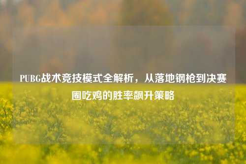 PUBG战术竞技模式全解析,从落地钢枪到决赛圈吃鸡的胜率飙升策略