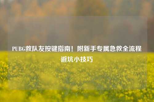 PUBG救队友按键指南!附新手专属急救全流程避坑小技巧