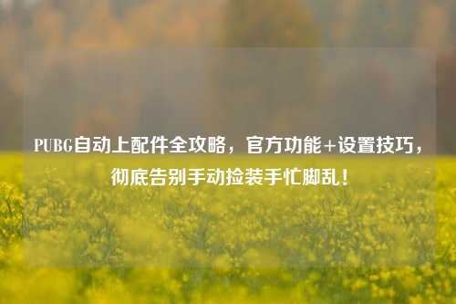 PUBG自动上配件全攻略,官方功能+设置技巧,彻底告别手动捡装手忙脚乱!