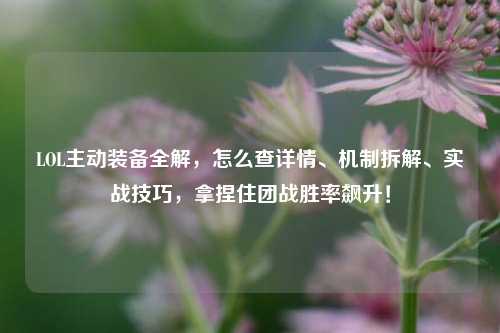 LOL主动装备全解,怎么查详情、机制拆解、实战技巧,拿捏住团战胜率飙升!