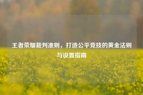 王者荣耀裁判准则,打造公平竞技的黄金法则与设置指南