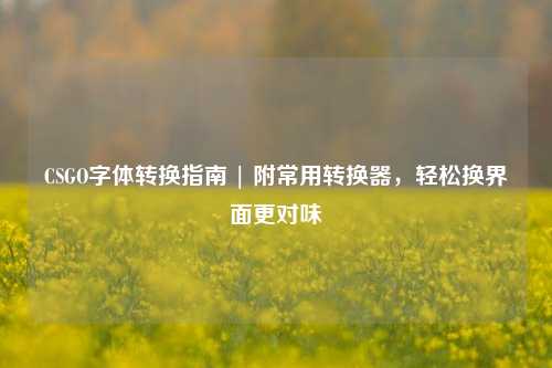 CSGO字体转换指南 | 附常用转换器,轻松换界面更对味