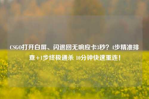 CSGO打开白屏、闪退回无响应卡3秒?4步精准排查+1步终极通杀 10分钟快速重连!