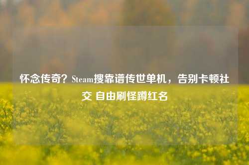 怀念传奇?Steam搜靠谱传世单机,告别卡顿社交 自由刷怪蹲红名