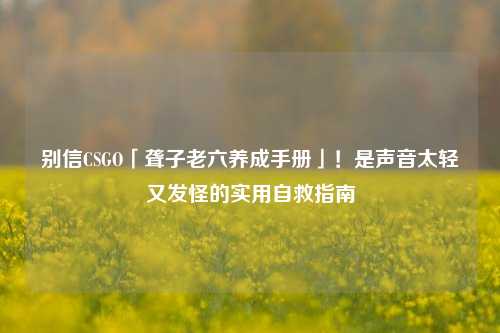 别信CSGO「聋子老六养成手册」!是声音太轻又发怪的实用自救指南