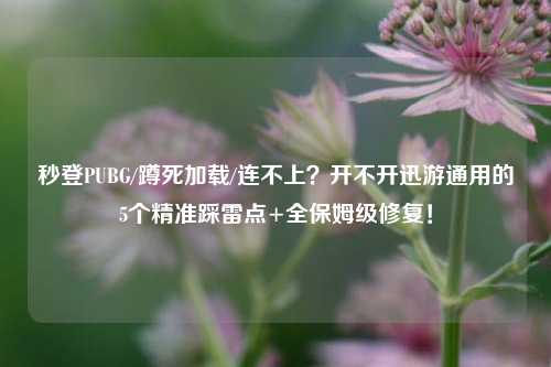 秒登PUBG/蹲死加载/连不上?开不开迅游通用的5个精准踩雷点+全保姆级修复!