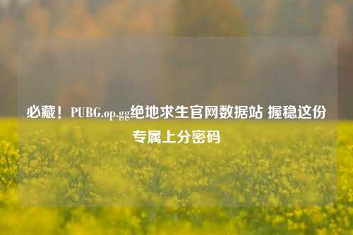 必藏!PUBG.op.gg绝地求生官网数据站 握稳这份专属上分密码