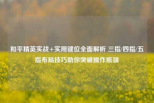 和平精英实战+实用键位全面解析 三指/四指/五指布局技巧助你突破操作瓶颈