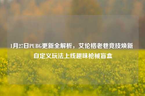 1月27日PUBG更新全解析,艾伦格老巷竞技焕新 自定义玩法上线趣味枪械盲盒