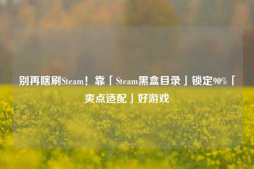 别再瞎刷Steam!靠「Steam黑盒目录」锁定90%「爽点适配」好游戏