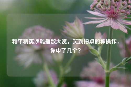 和平精英沙雕指数大赏,笑到拍桌的神操作,你中了几个?