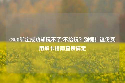 CSGO绑定成功却玩不了/不给玩?别慌!这份实用解卡指南直接搞定