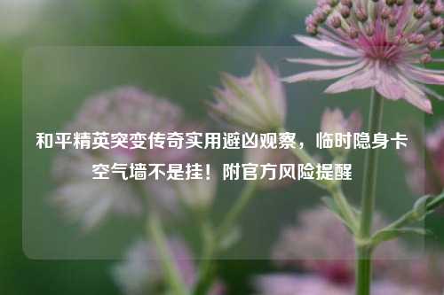和平精英突变传奇实用避凶观察,临时隐身卡空气墙不是挂!附官方风险提醒
