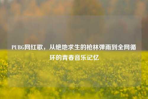 PUBG网红歌,从绝地求生的枪林弹雨到全网循环的青春音乐记忆