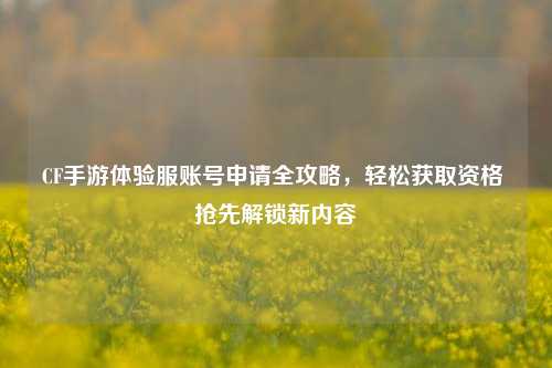 CF手游体验服账号申请全攻略,轻松获取资格 抢先解锁新内容