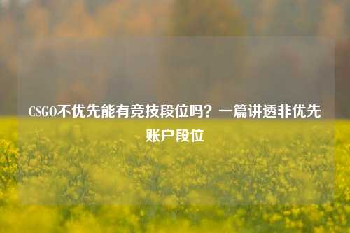 CSGO不优先能有竞技段位吗?一篇讲透非优先账户段位