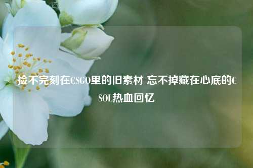 捡不完刻在CSGO里的旧素材 忘不掉藏在心底的CSOL热血回忆