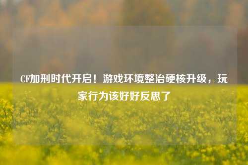 CF加刑时代开启!游戏环境整治硬核升级,玩家行为该好好反思了