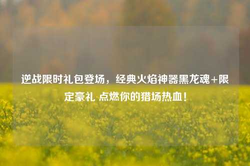 逆战限时礼包登场,经典火焰神器黑龙魂+限定豪礼 点燃你的猎场热血!
