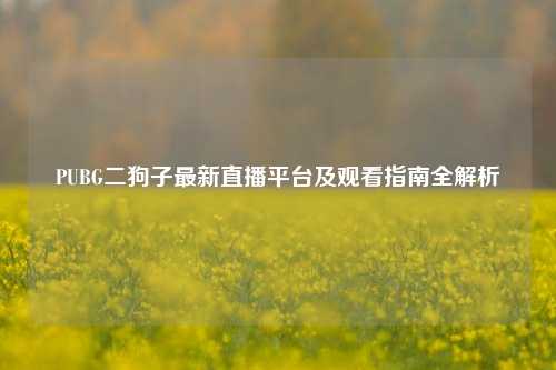 PUBG二狗子最新直播平台及观看指南全解析